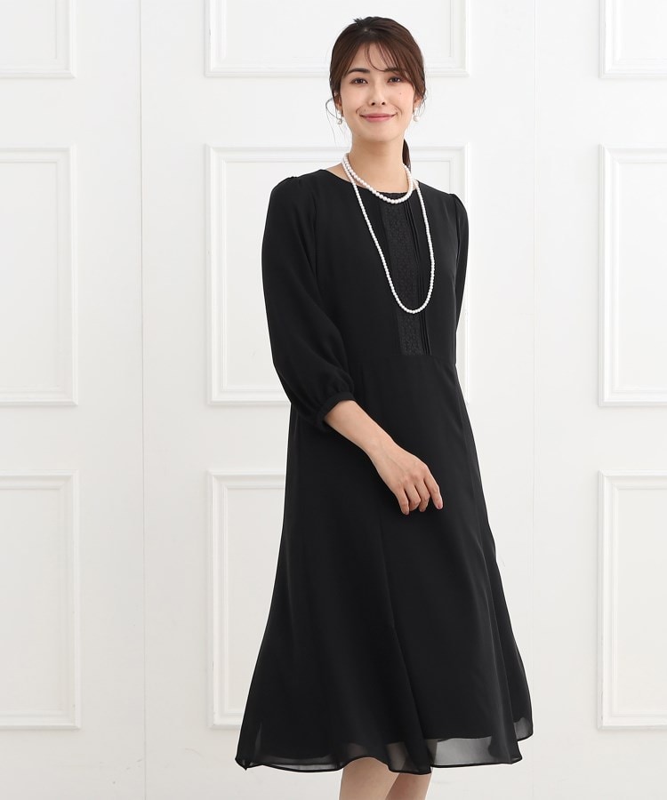 【限定販売】 春SALE／フォーマル/洗える】フロントレースジョーゼット ワンピース