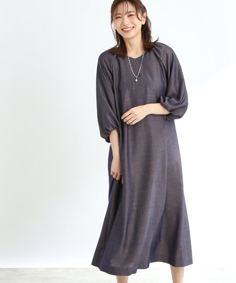 春SALE/手洗い可/共布ベルト付き】ブルーダンガリーワンピース 春SALE/手洗い可/共布ベルト付き】ブルーダンガリーワンピース