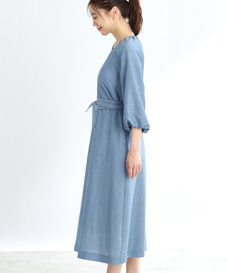 春SALE/手洗い可/共布ベルト付き】ブルーダンガリーワンピース 春SALE/手洗い可/共布ベルト付き】ブルーダンガリーワンピース