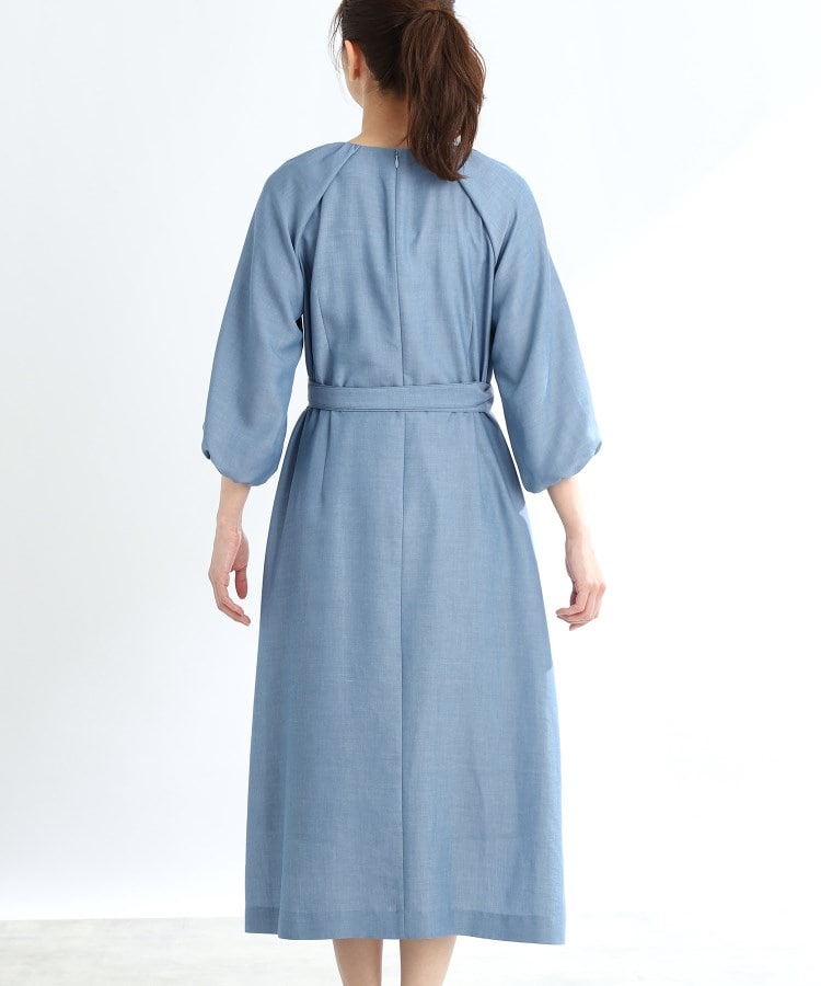 春SALE/手洗い可/共布ベルト付き】ブルーダンガリーワンピース 春SALE/手洗い可/共布ベルト付き】ブルーダンガリーワンピース