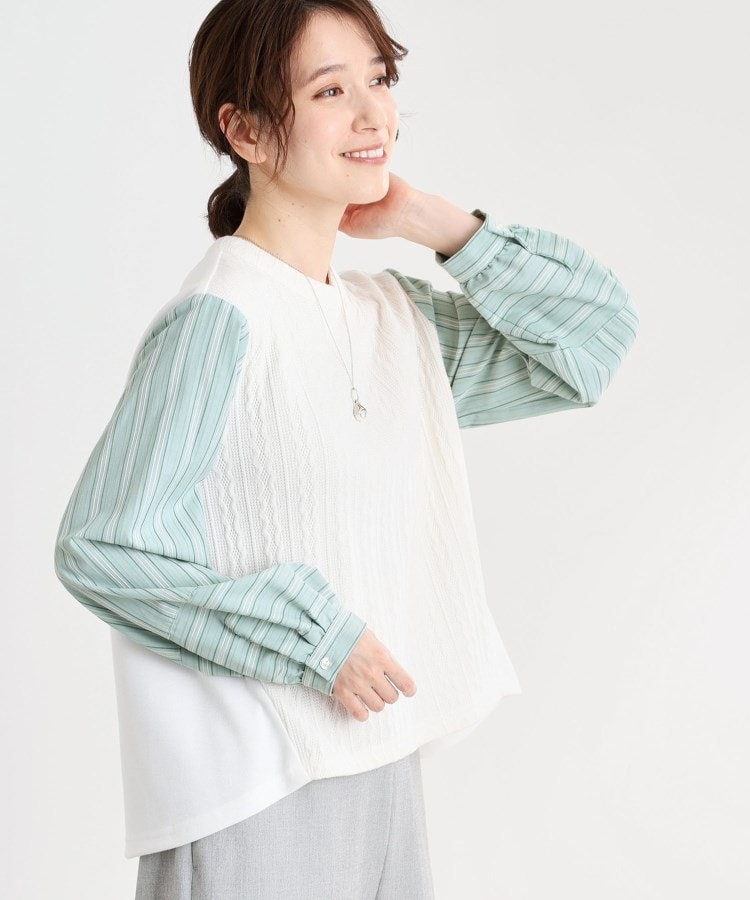 リフレクト(Reflect)の【春SALE／E‐QUALITY／洗える】異素材ミックスプルオーバー1