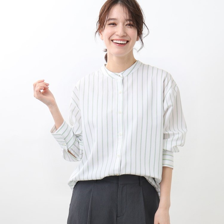 リフレクト(Reflect)の【春SALE／接触冷感／洗える】ストライプコクーンシルエットシャツ シャツ・ブラウス