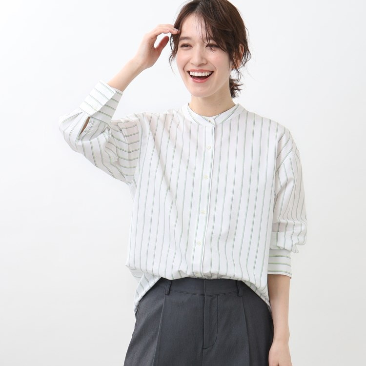 リフレクト(Reflect)の【春SALE／接触冷感／洗える】ストライプコクーンシルエットシャツ シャツ・ブラウス
