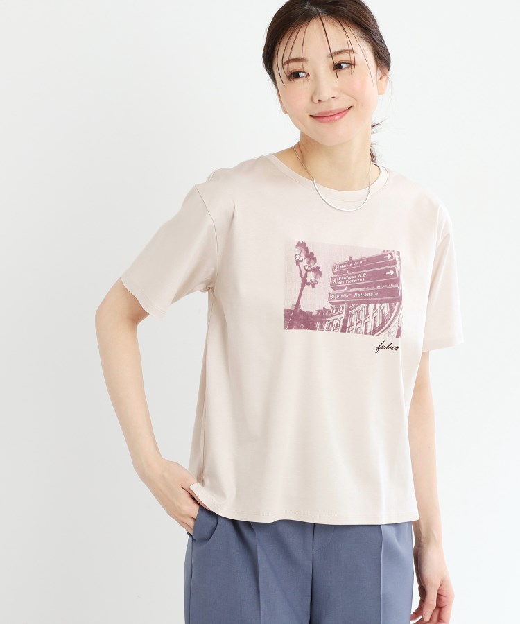 リフレクト(Reflect)の【UVカット／接触冷感／マシンウォッシュ可】フォトプリントTシャツ ライトベージュ(051)
