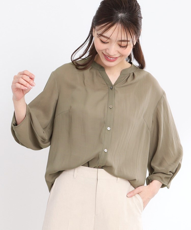 リフレクト(Reflect)の【接触冷感／マシンウォッシュ可／セットアップ可】スリーブディティールブラウス モカブラウン(042)