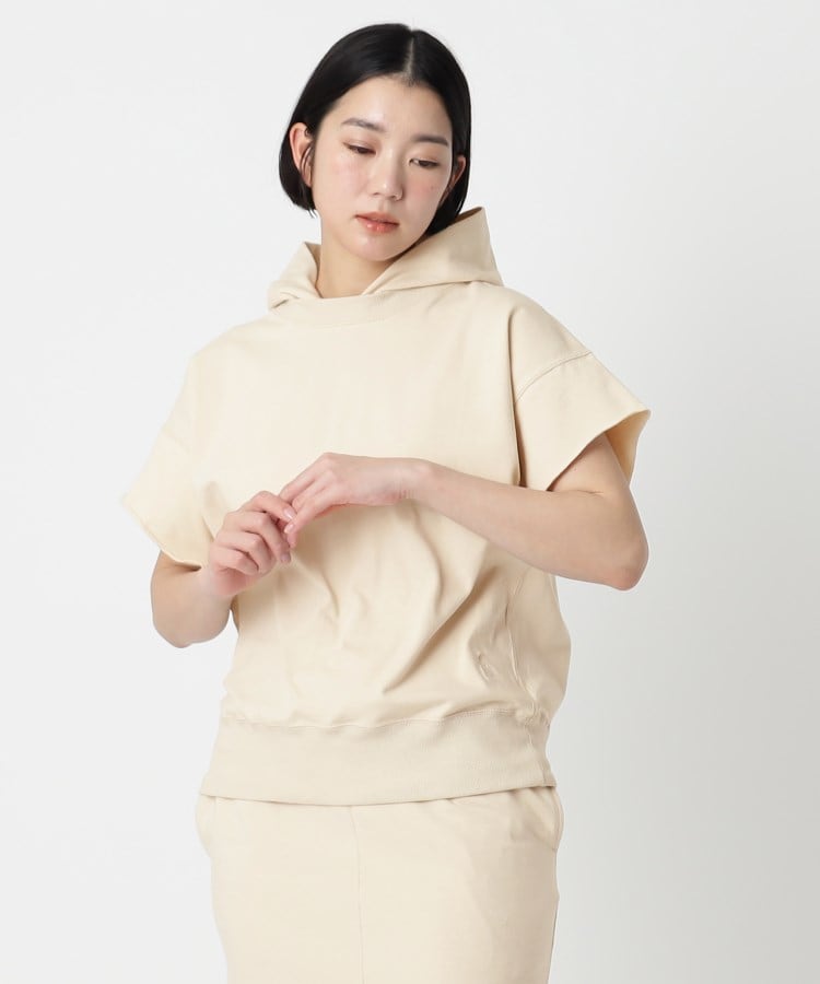 イキツケ(IKITSUKE)の＜IKITSUKE＞【洗濯機洗い/セットアップ可】フードショートスリーブスウェット ベージュ(052)