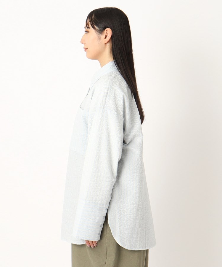 antiqua ビッグカフスストライプシャツ シャツ レディース