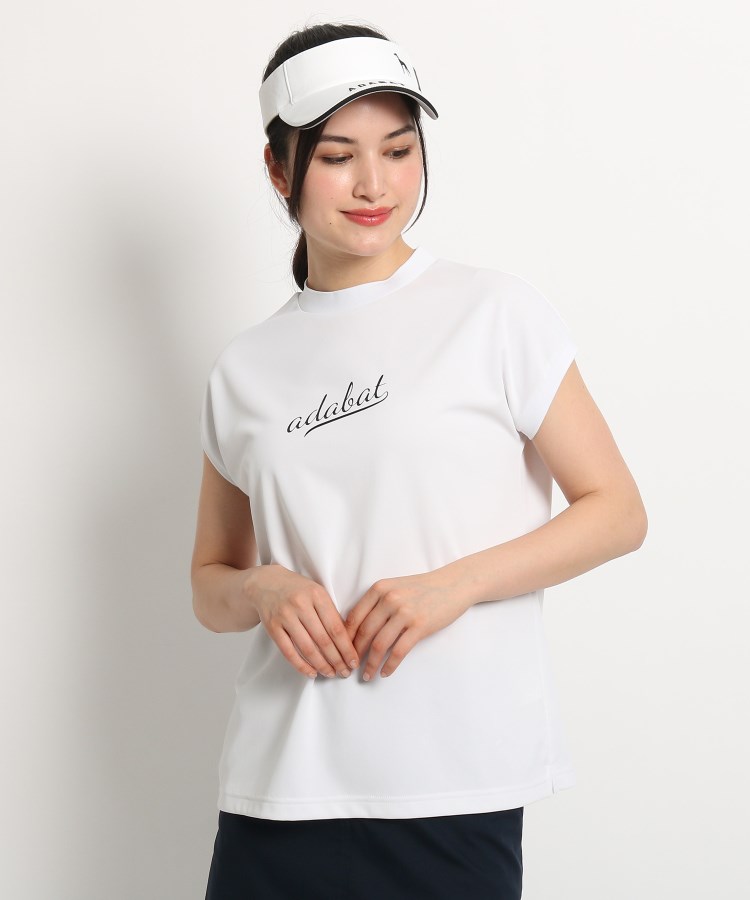  adabat(Ladies)(アダバット(レディース)) ◆【フレアシルエット】フレンチスリーブ モックネックシャツ