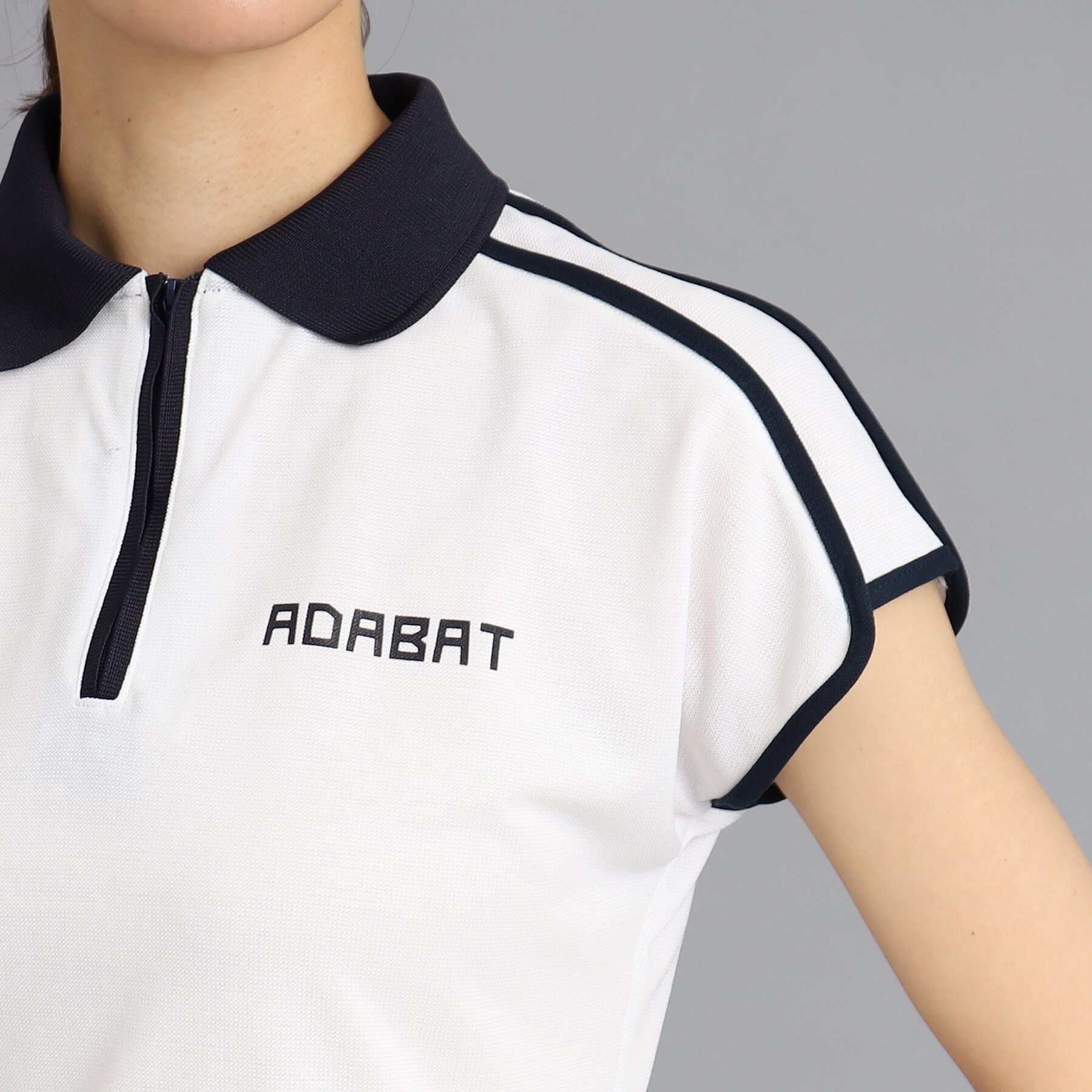 アダバット(レディース)(adabat(Ladies))の【日本製】ショルダーラインデザイン ハーフジップポロシャツ5