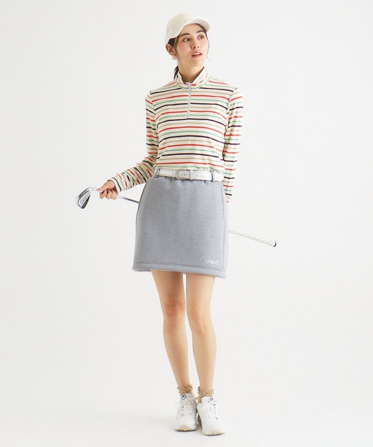 アダバット(レディース)(adabat(Ladies))の【吸湿発熱】ボーダーデザイン 長袖ハーフジッププルオーバー3