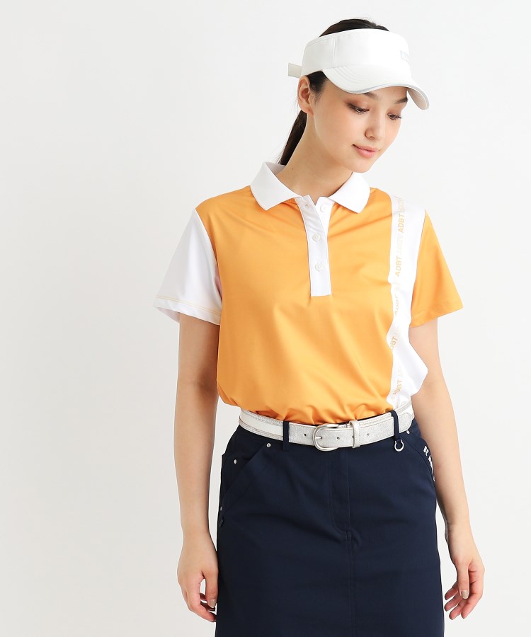 アダバット(レディース)(adabat(Ladies))の【ADBT】ツートーンカラーデザイン 半袖ポロシャツ マスタード(033)