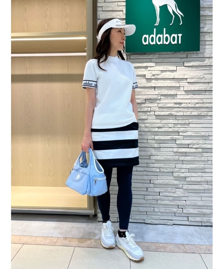 アダバット(レディース)(adabat(Ladies))の【手洗い可】袖ロゴデザイン 半袖ボトルネックプルオーバー5