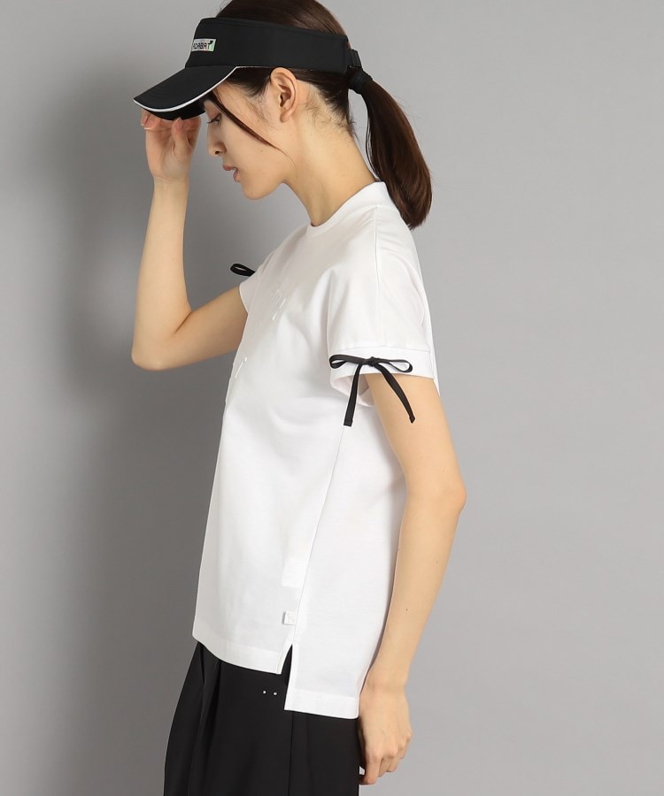 アダバット(レディース)(adabat(Ladies))のロゴデザイン リボン付き フレンチスリーブTシャツ1