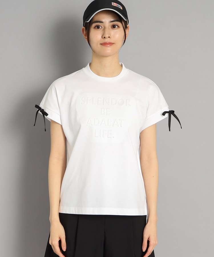 アダバット(レディース)(adabat(Ladies))のロゴデザイン リボン付き フレンチスリーブTシャツ11