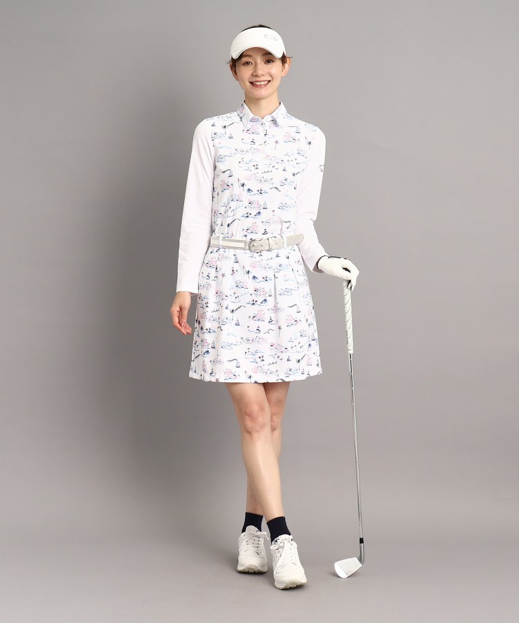 UVカット/防透け】リゾートゴルフデザイン 長袖ポロシャツ UVカット/防透け】リゾートゴルフデザイン 長袖ポロシャツ
