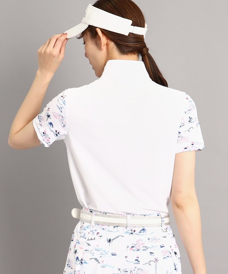 UVカット/防透け】リゾートゴルフデザイン ハーフジップ半袖 UVカット/防透け】リゾートゴルフデザイン ハーフジップ半袖