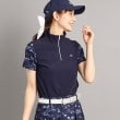 アダバット(レディース)(adabat(Ladies))の【UVカット／防透け】リゾートゴルフデザイン ハーフジップ半袖プルオーバー ネイビー(094)