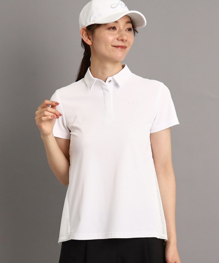 アダバット(レディース)(adabat(Ladies))の裾フレアデザイン 半袖ポロシャツ ホワイト(001)