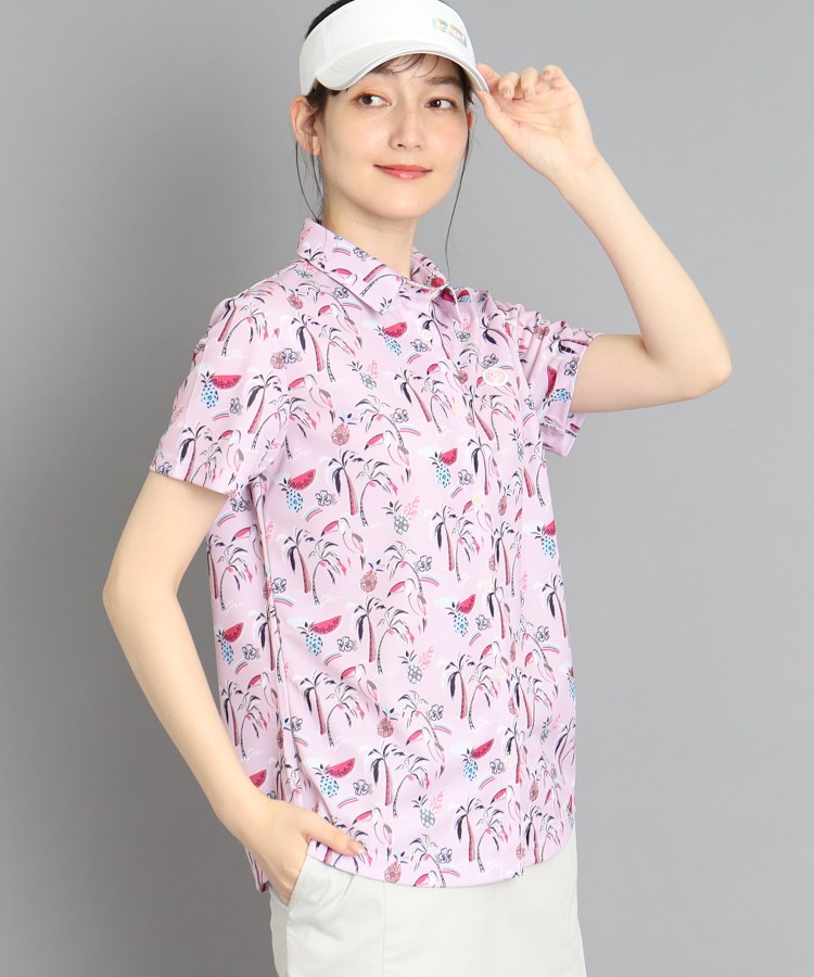 アダバット(レディース)(adabat(Ladies))の【吸水速乾】サマーリゾート柄 半袖シャツ ピンク(173)
