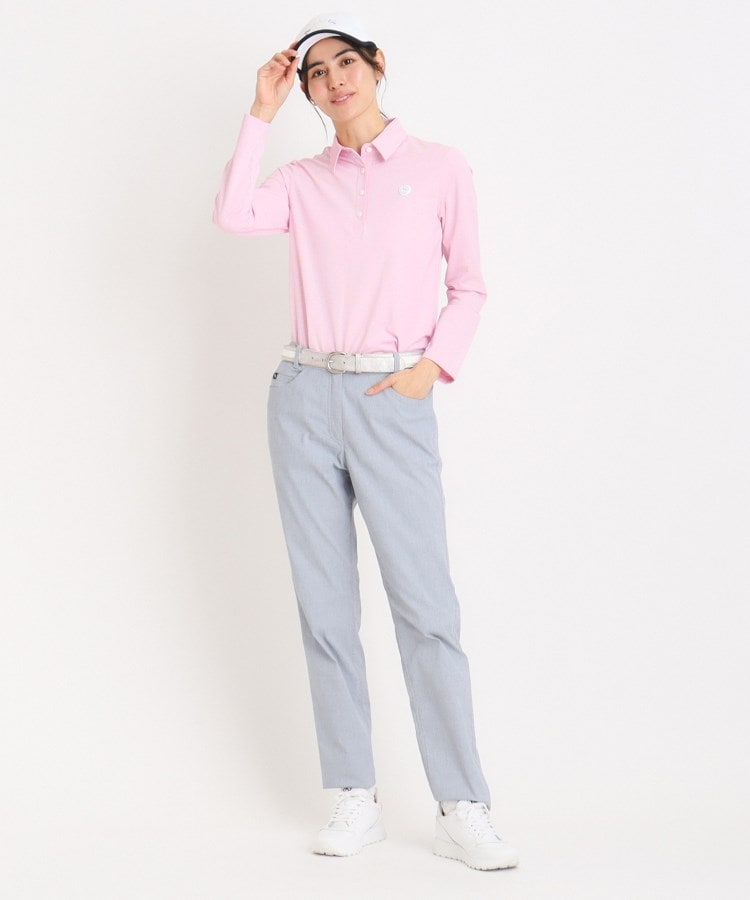 アダバット(レディース)(adabat(Ladies))のUVカット/吸水速乾 シャンブレーストレイプ 長袖ポロシャツ3