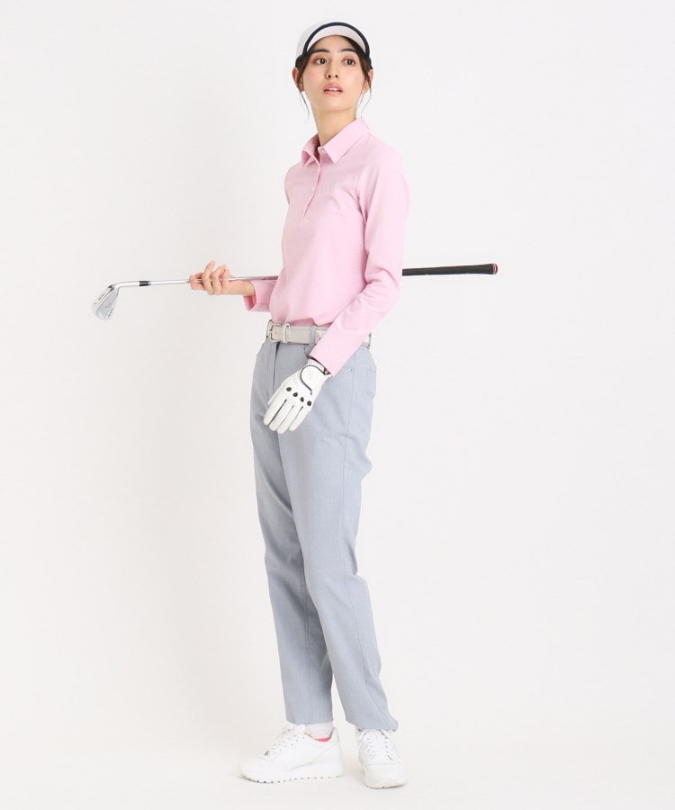 アダバット(レディース)(adabat(Ladies))のUVカット/吸水速乾 シャンブレーストレイプ 長袖ポロシャツ4