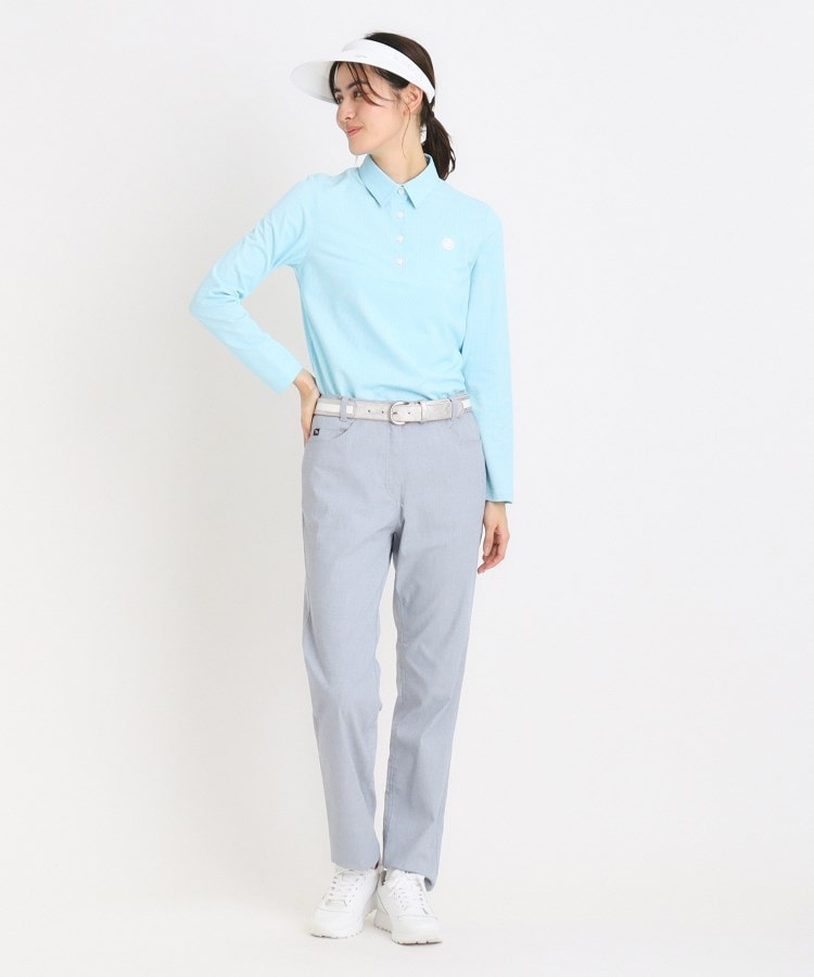 アダバット(レディース)(adabat(Ladies))のUVカット/吸水速乾 シャンブレーストレイプ 長袖ポロシャツ7