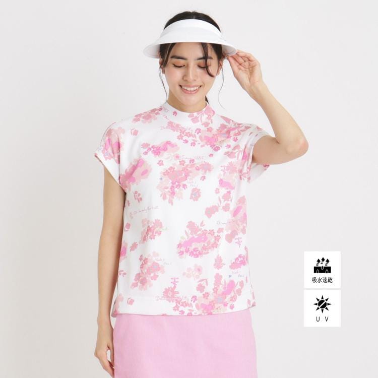 アダバット(レディース)(adabat(Ladies))のUVカット/吸水速乾 フラワープリントモックネックT カットソー