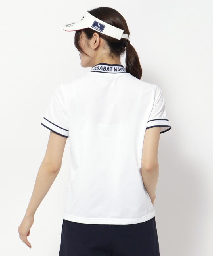 アダバット(レディース)(adabat(Ladies))の【新レーベル ADABAT NAVY】UVカット/吸水速乾 ラインリブモックネックT27