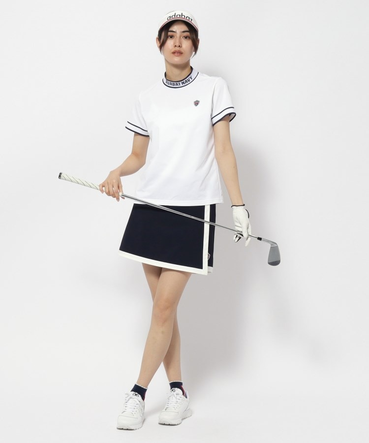 アダバット(レディース)(adabat(Ladies))の【新レーベル ADABAT NAVY】UVカット/吸水速乾 ラインリブモックネックT29