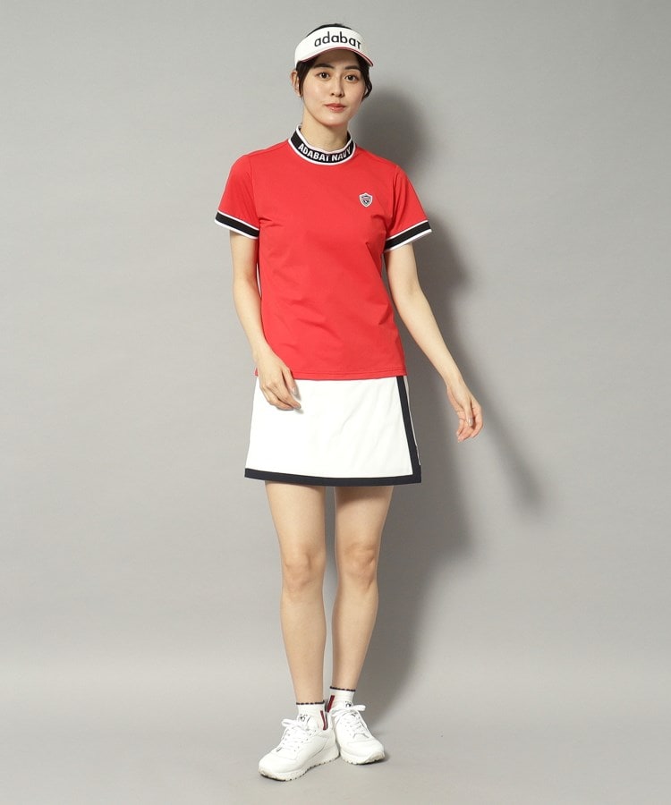 アダバット(レディース)(adabat(Ladies))の【新レーベル ADABAT NAVY】UVカット/吸水速乾 ラインリブモックネックT6