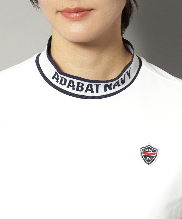 アダバット(レディース)(adabat(Ladies))の【新レーベル ADABAT NAVY】UVカット/吸水速乾 ラインリブモックネックT36