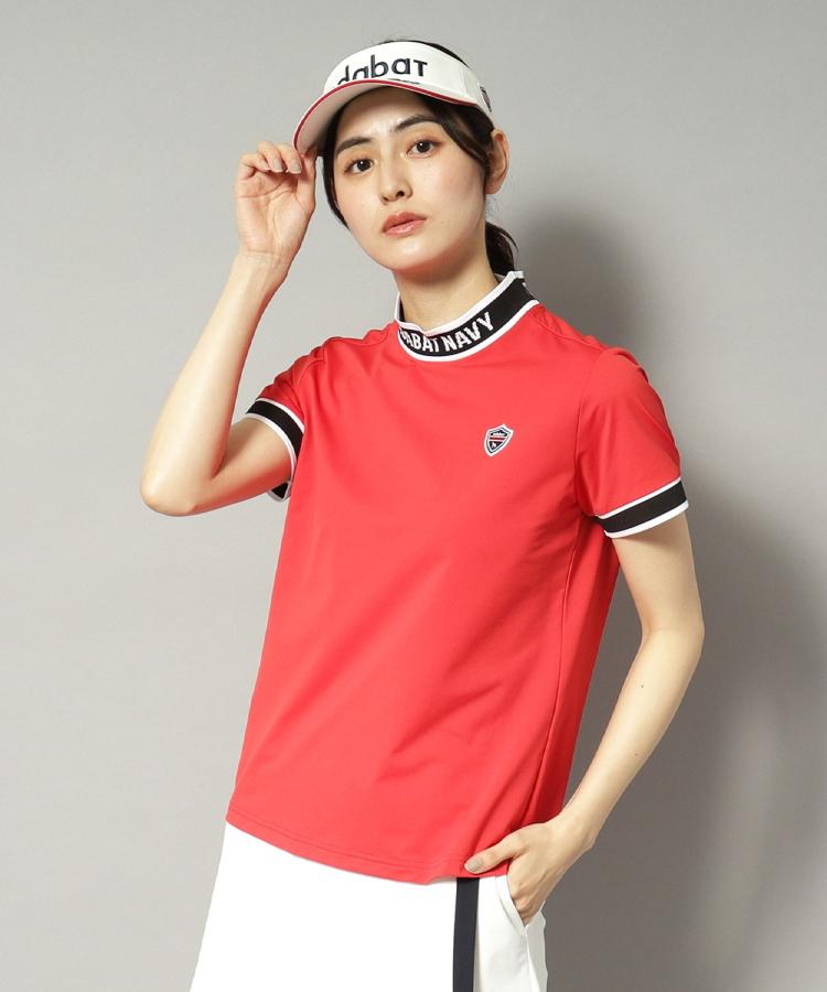 アダバット(レディース)(adabat(Ladies))の【新レーベル ADABAT NAVY】UVカット/吸水速乾 ラインリブモックネックT8