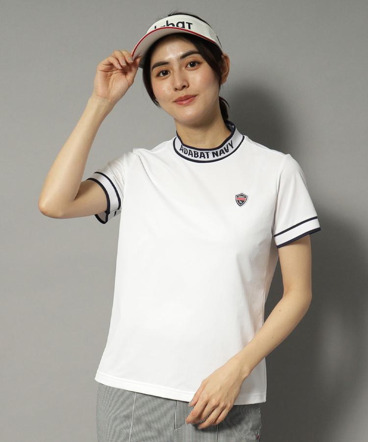 アダバット(レディース)(adabat(Ladies))の【新レーベル ADABAT NAVY】UVカット/吸水速乾 ラインリブモックネックT41