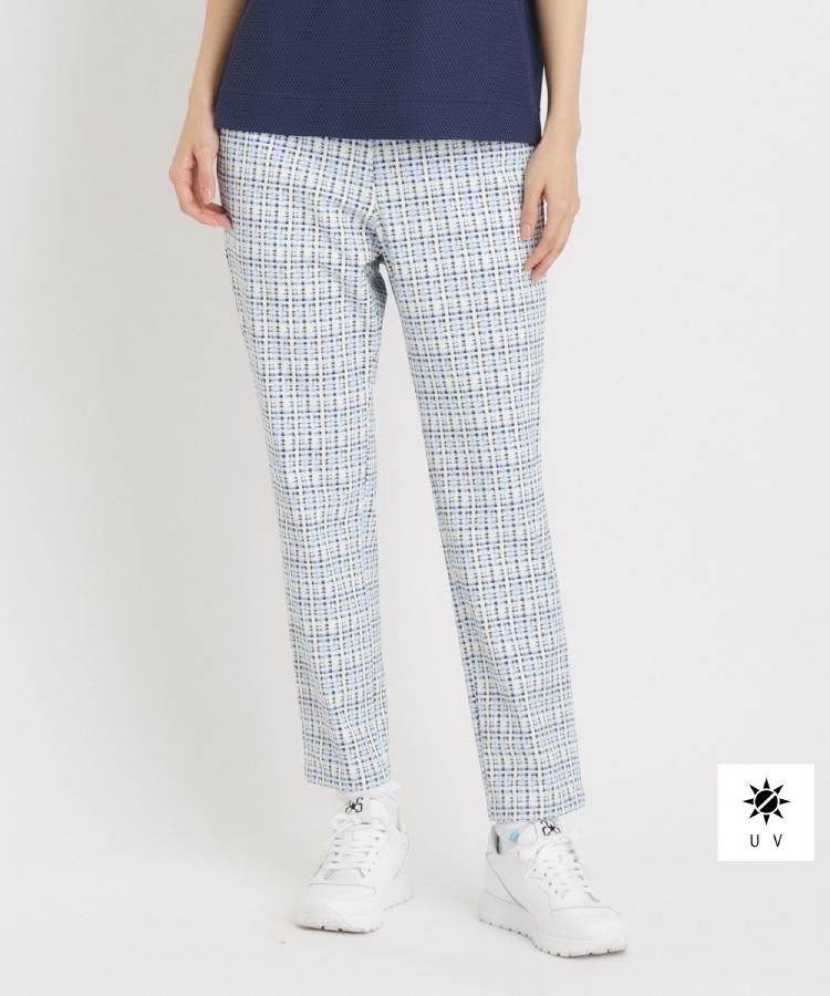 UVカット カラー千鳥クロップドパンツ(6~9分丈パンツ UVカット カラー千鳥クロップドパンツ(6~9分丈パンツ