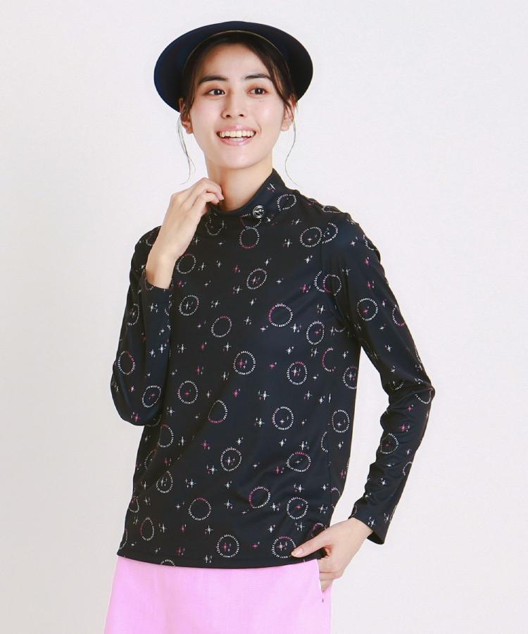 アダバット(レディース)(adabat(Ladies))のUVカット ロゴドットプリント長袖モックネックT5