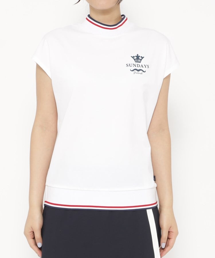 アダバット(レディース)(adabat(Ladies))の【新レーベル ADABAT NAVY】UVカット/吸水速乾 ダブルラインモックネックT27