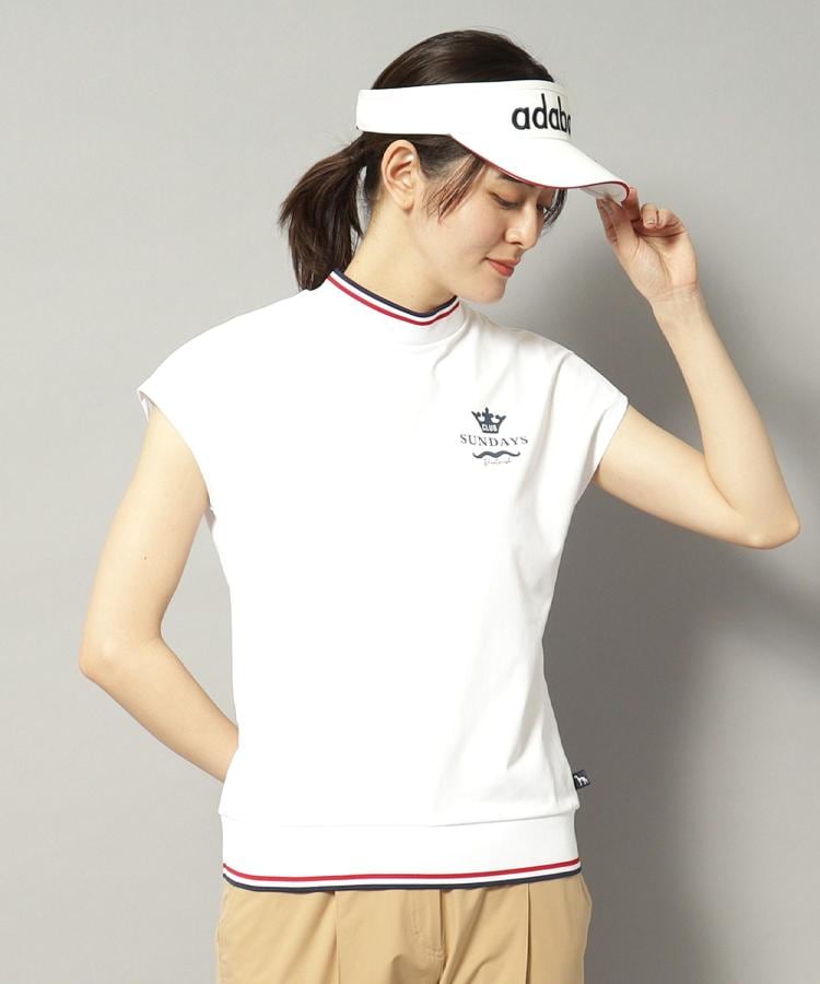アダバット(レディース)(adabat(Ladies))の【新レーベル ADABAT NAVY】UVカット/吸水速乾 ダブルラインモックネックT6