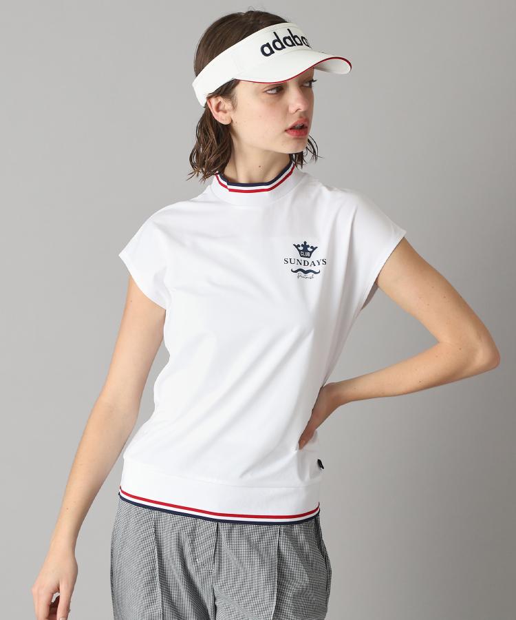 アダバット(レディース)(adabat(Ladies))の【新レーベル ADABAT NAVY】UVカット/吸水速乾 ダブルラインモックネックT1