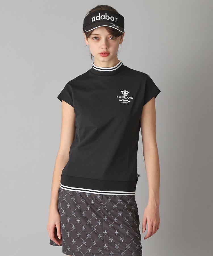 アダバット(レディース)(adabat(Ladies))の【新レーベル ADABAT NAVY】UVカット/吸水速乾 ダブルラインモックネックT14