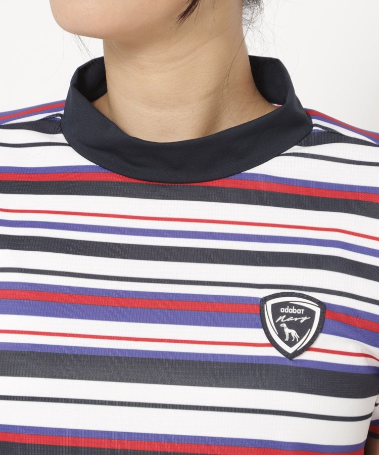 アダバット(レディース)(adabat(Ladies))の【新レーベル ADABAT NAVY】吸水速乾/接触冷感 マルチボーダーモックネックT20