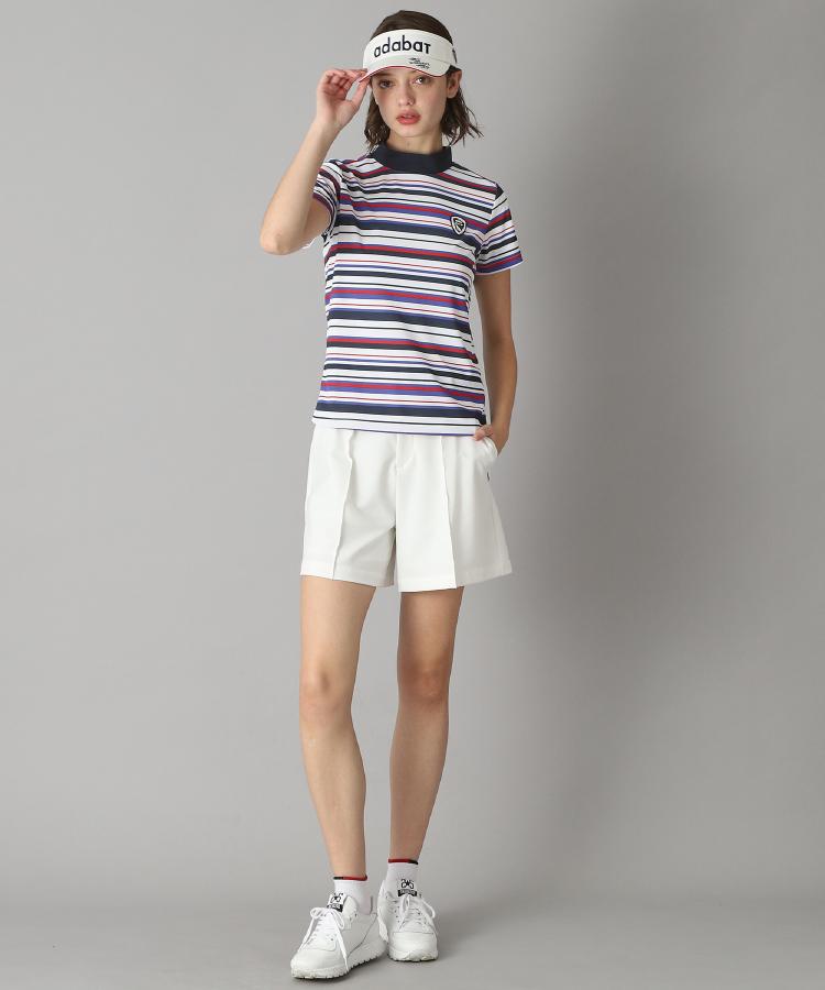 アダバット(レディース)(adabat(Ladies))の【新レーベル ADABAT NAVY】吸水速乾/接触冷感 マルチボーダーモックネックT4
