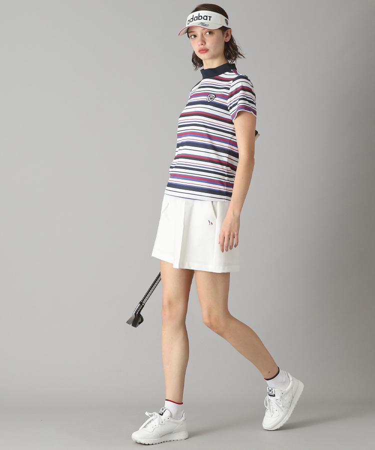 アダバット(レディース)(adabat(Ladies))の【新レーベル ADABAT NAVY】吸水速乾/接触冷感 マルチボーダーモックネックT5