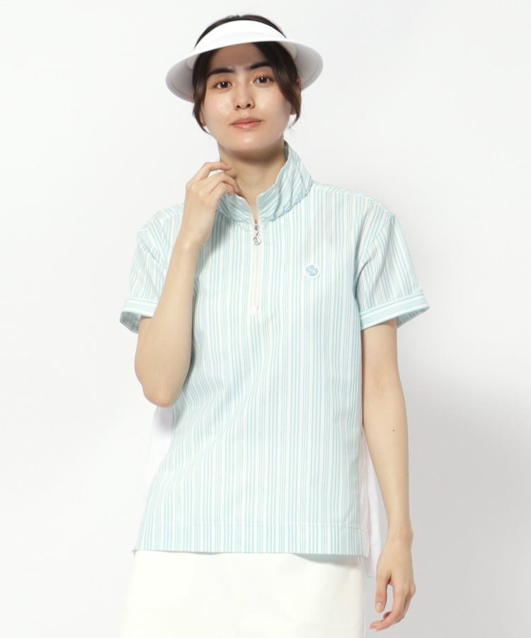 アダバット(レディース)(adabat(Ladies))のサッカーストライプジッププルオーバー ブルー(191)