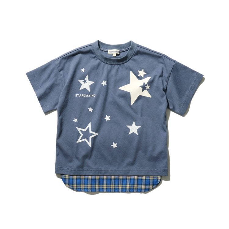 シューラルー /キッズ(SHOO・LA・RUE/Kids)の◆【100-140cm】チェック裾レイヤード星プリントTシャツ Ｔシャツ