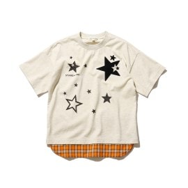シューラルー /キッズ(SHOO・LA・RUE/Kids)の【100-140cm】チェック裾レイヤード星プリントTシャツ Ｔシャツ