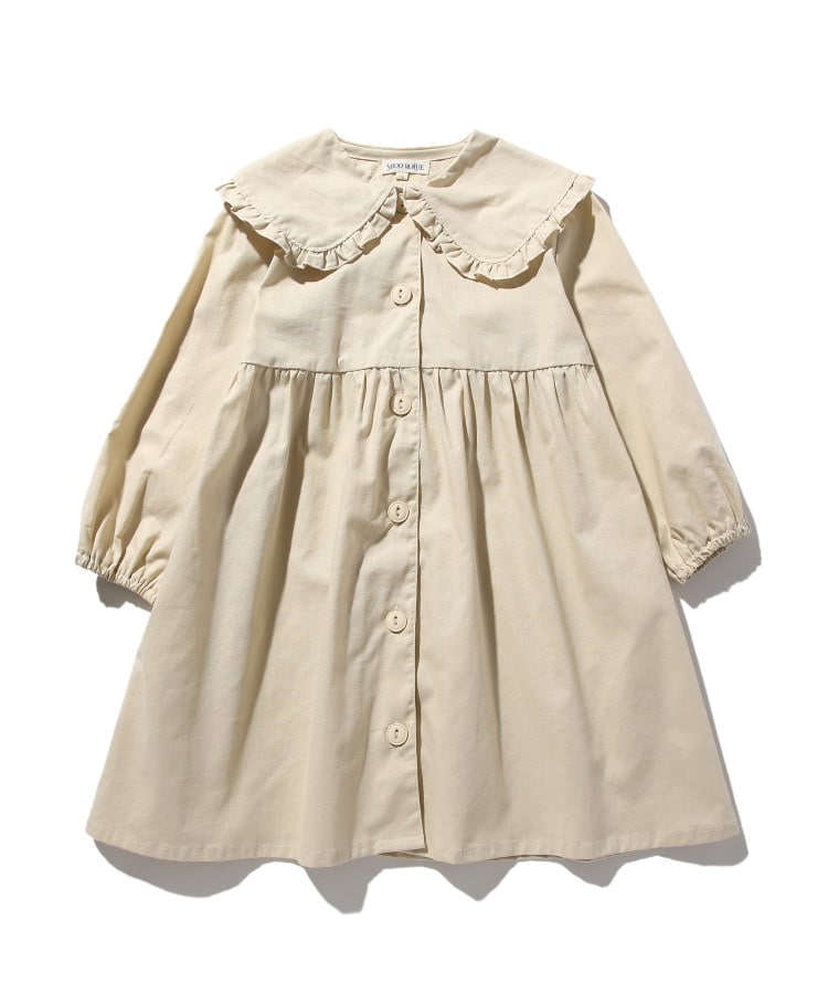 シューラルー /キッズ(SHOO・LA・RUE/Kids)の◆【110-140cm】ビッグ衿ギャザー切替シャツワンピース ライトベージュ(051)