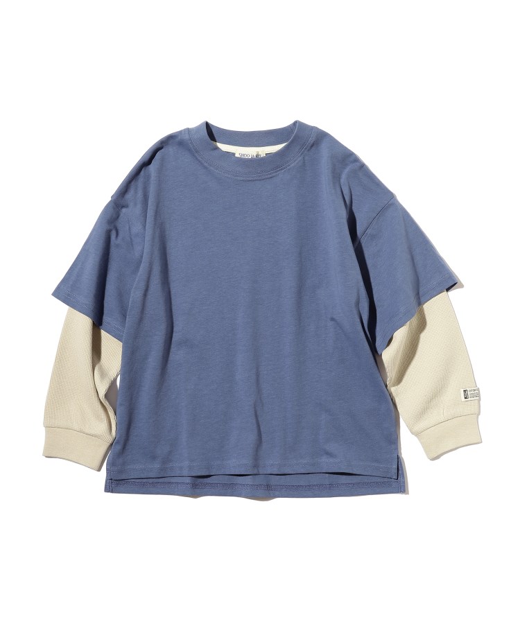 シューラルー /キッズ(SHOO・LA・RUE/Kids)の【110-140cm】袖ワッフルレイヤードロンT ブルー(592)