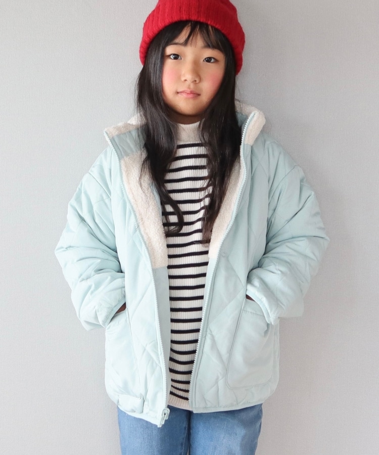 シューラルー /キッズ(SHOO・LA・RUE/Kids)の【110-140cm/撥水/2WAY】キルト×ボア リバーシブルブルゾン4