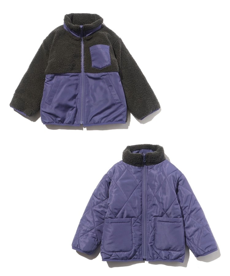 シューラルー /キッズ(SHOO・LA・RUE/Kids)の【110-140cm/撥水/2WAY】キルト×ボア リバーシブルブルゾン パープル(083)