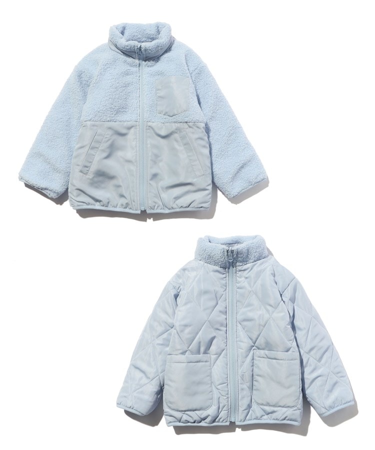 シューラルー /キッズ(SHOO・LA・RUE/Kids)の【110-140cm/撥水/2WAY】キルト×ボア リバーシブルブルゾン サックス(090)